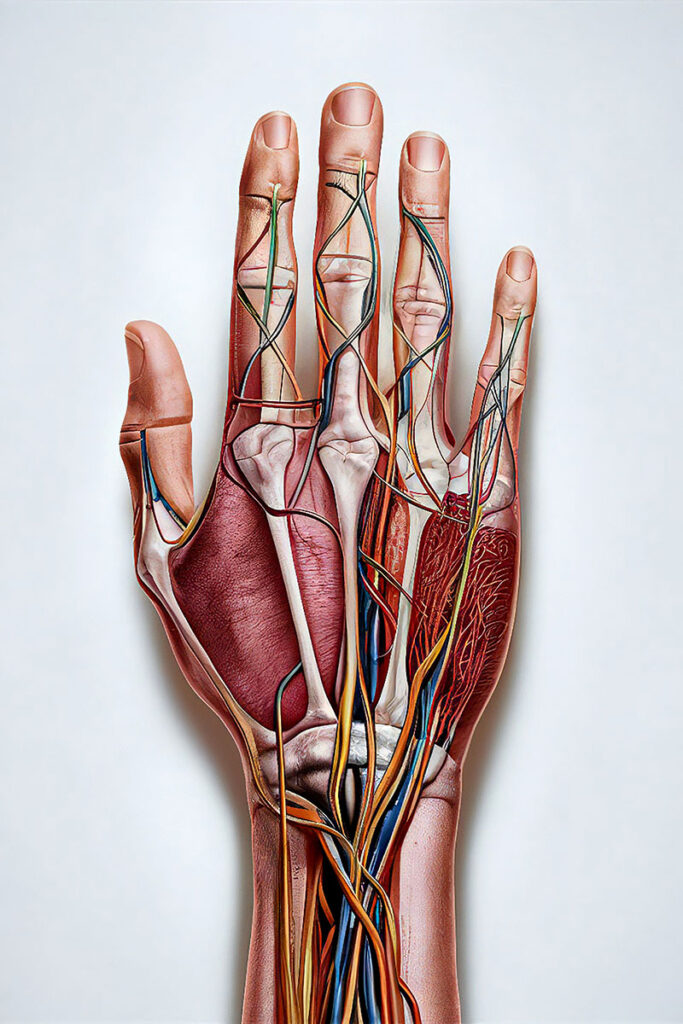 Anatomical Illustration of Human Hand: Detailed Medical Art